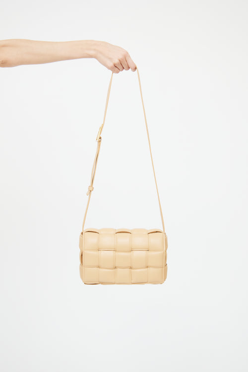 Beige Leather Classic Padded Cassette Bag