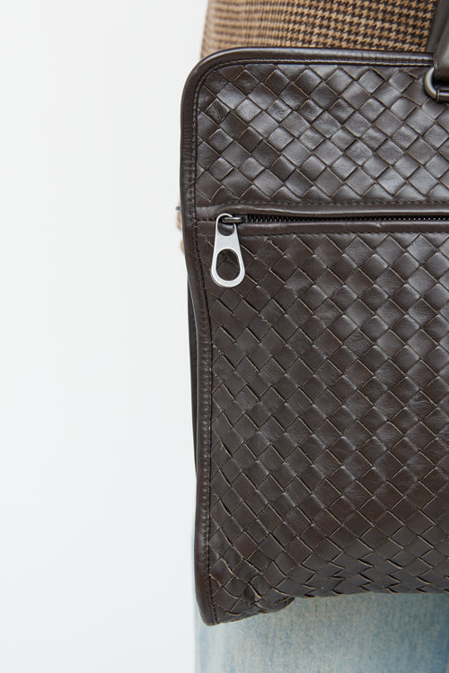 Bottega Veneta Brown Intrecciato Laptop Bag