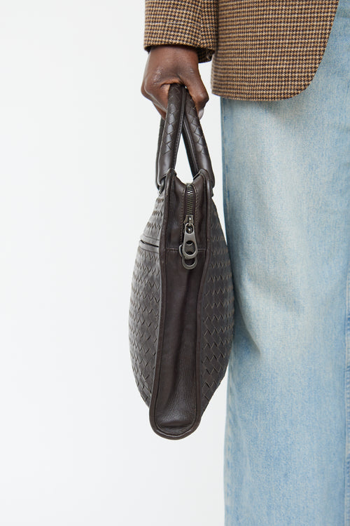Bottega Veneta Brown Intrecciato Laptop Bag
