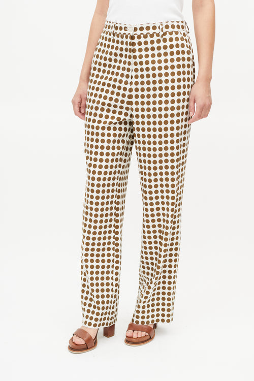 Bottega Veneta Cream & Brown Dots Trouser