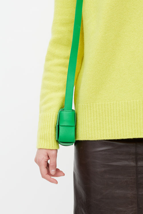 Bottega Veneta Green Candy Cassette Intreccio Leather Bag