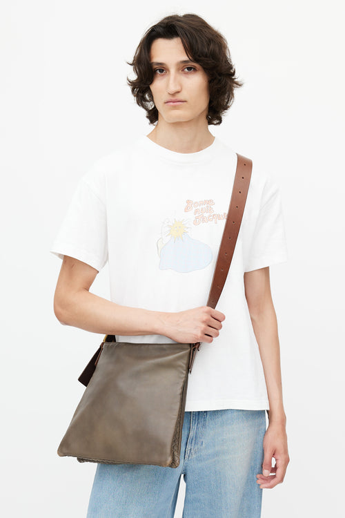 Bottega Veneta Grey & Brown Intrecciato Leather Crossbody Bag