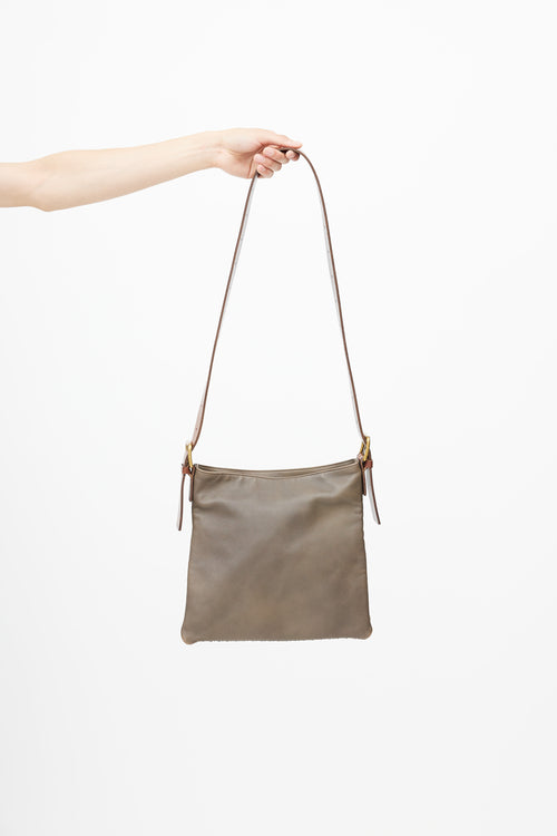 Bottega Veneta Grey & Brown Intrecciato Leather Crossbody Bag