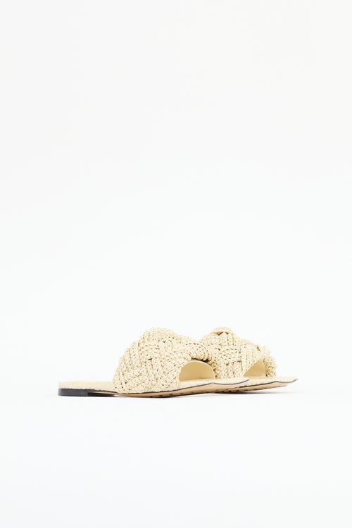 Bottega Veneta Raffia Lido Intreccio Slide