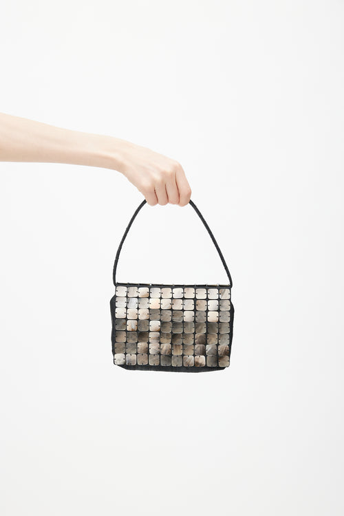 Bottega Veneta Vintage Black & Silver Shell Beaded Shoulder Bag