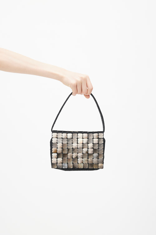 Bottega Veneta Vintage Black & Silver Shell Beaded Shoulder Bag