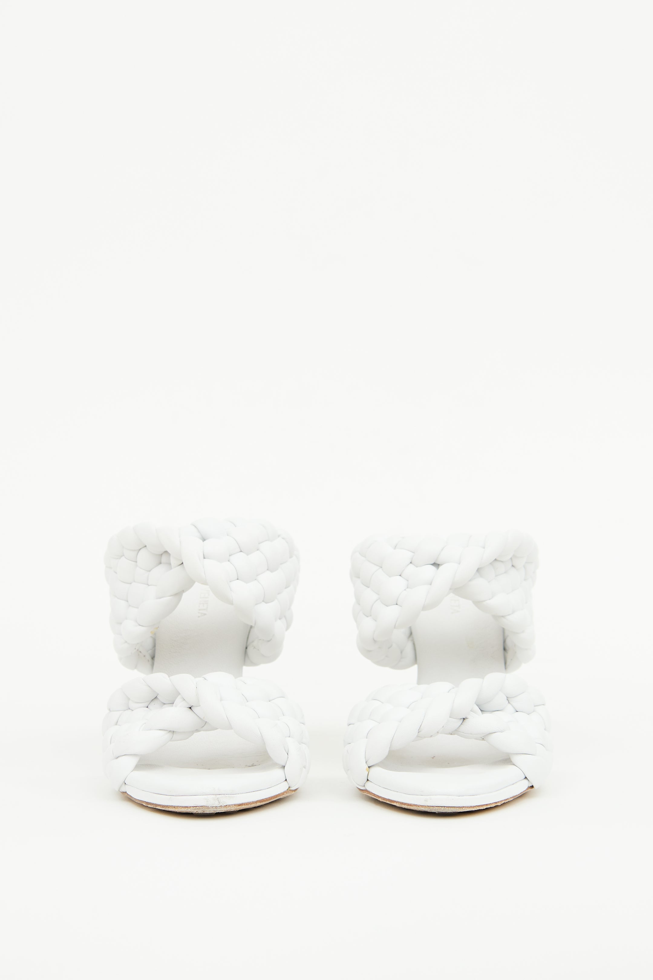 Bottega Veneta White Braided High Heel Mule