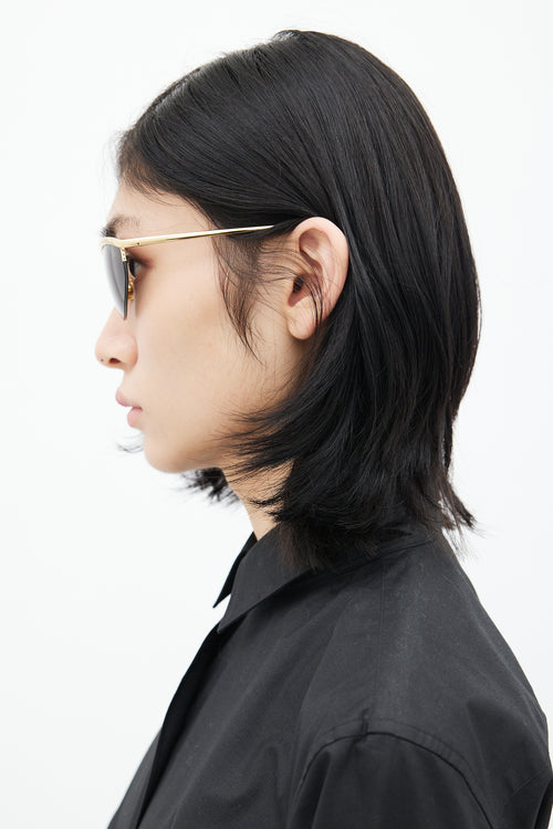Bottega Veneta Black & Gold BV1091S Tapered Sunglasses