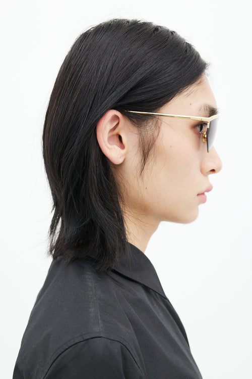 Bottega Veneta Black & Gold BV1091S Tapered Sunglasses