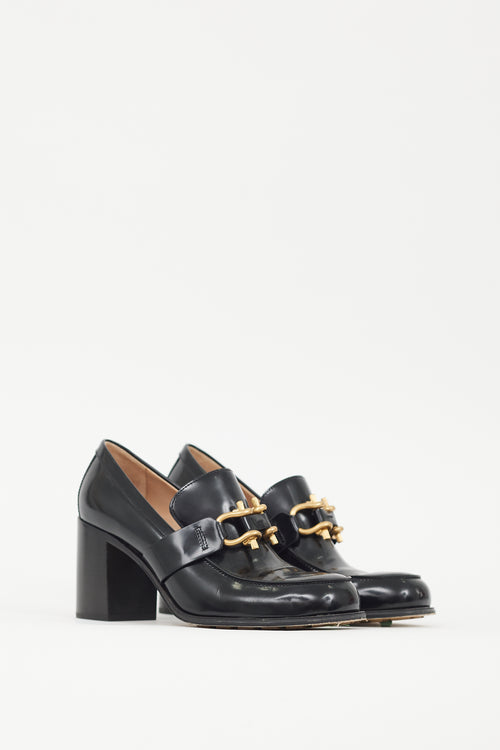 Bottega Veneta Black & Gold Patent Leather Monsieur Loafer