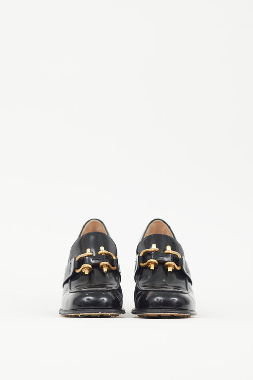 Bottega Veneta Black & Gold Patent Leather Monsieur Loafer