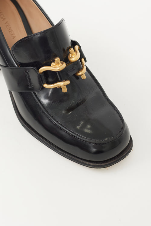 Bottega Veneta Black & Gold Patent Leather Monsieur Loafer