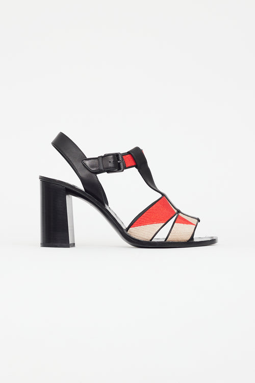 Bottega Veneta Black & Red Woven Block Heel