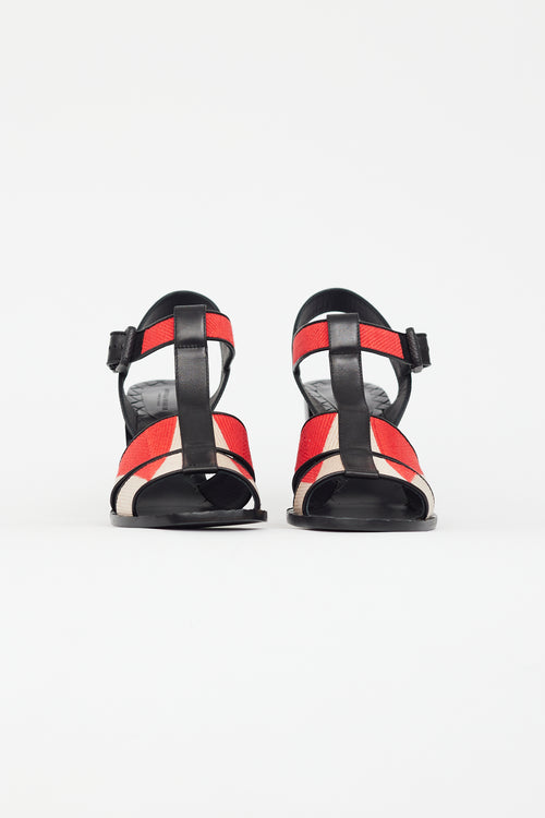 Bottega Veneta Black & Red Woven Block Heel