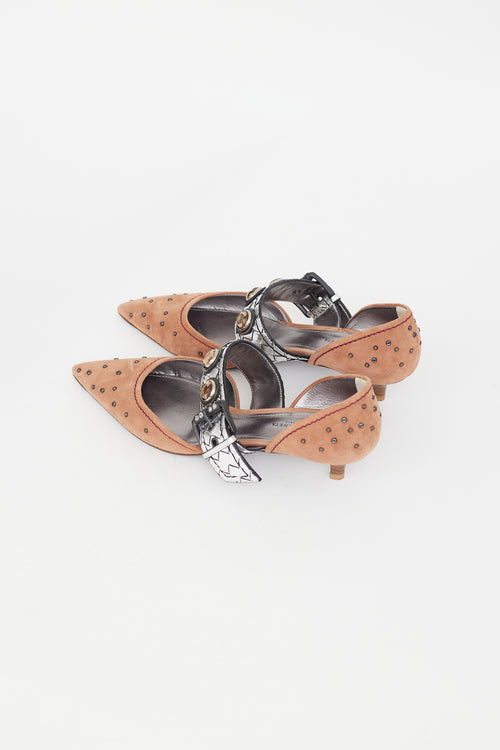 Bottega Veneta Brown Suede & Silver Embellished Mule