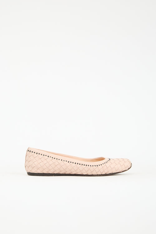 Bottega Veneta Leather Intrecciato Flat