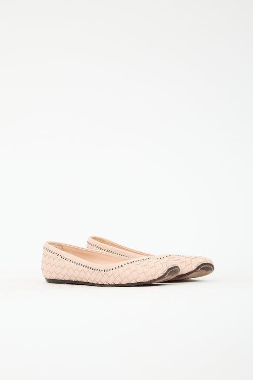 Bottega Veneta Leather Intrecciato Flat
