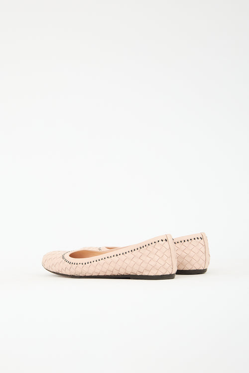 Bottega Veneta Leather Intrecciato Flat