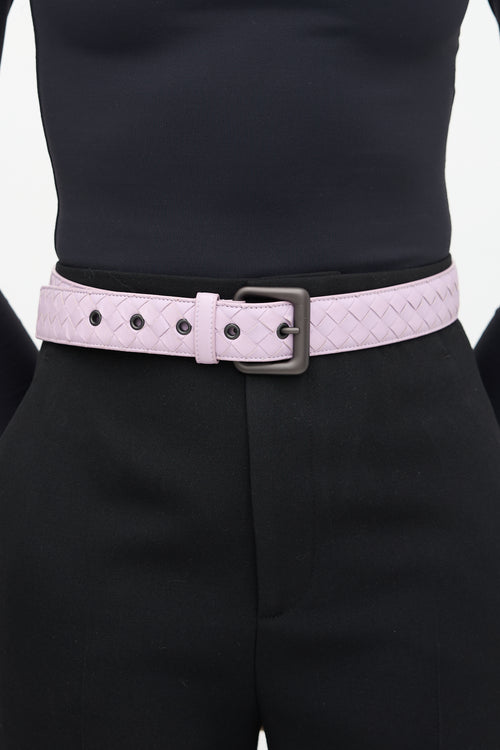 Bottega Veneta Leather Intrecciato Belt
