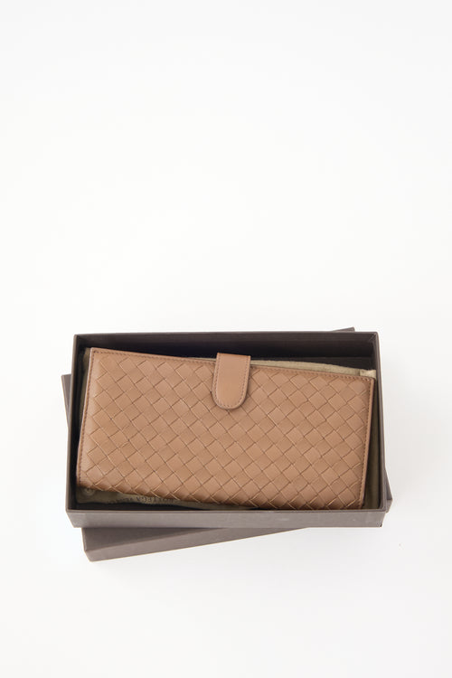 Bottega Veneta Leather Intrecciato Long Wallet