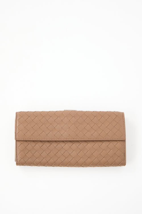 Bottega Veneta Leather Intrecciato Long Wallet