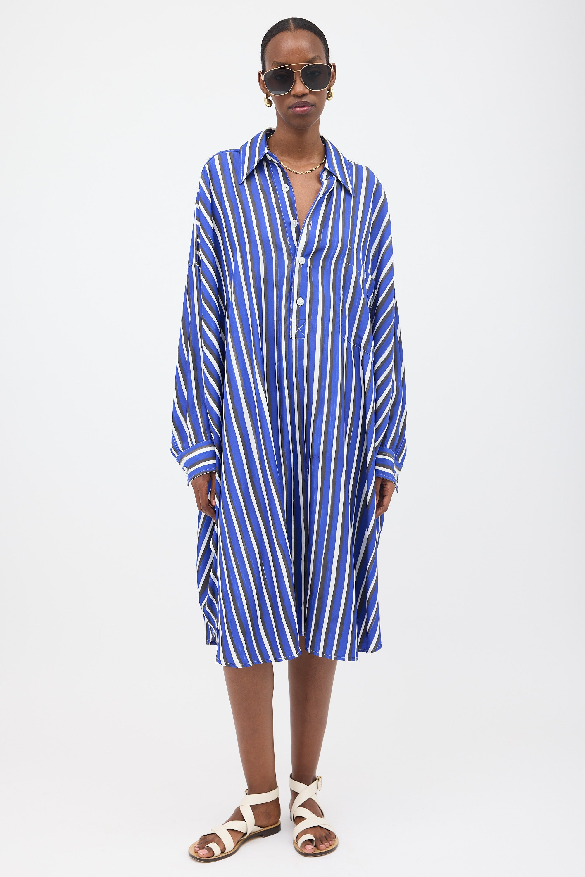 Bottega Veneta Oversized Striped Shirt Dress