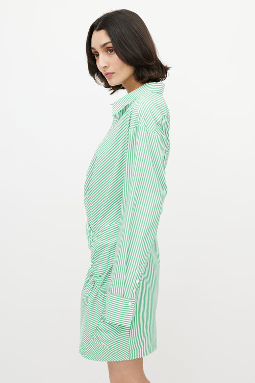 Brigette Herskind Green & White Stripe Long Shirt Dress