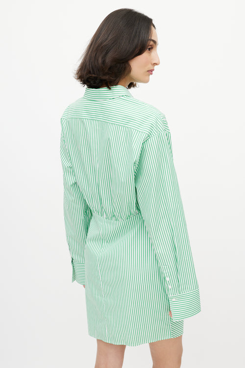 Brigette Herskind Green & White Stripe Long Shirt Dress