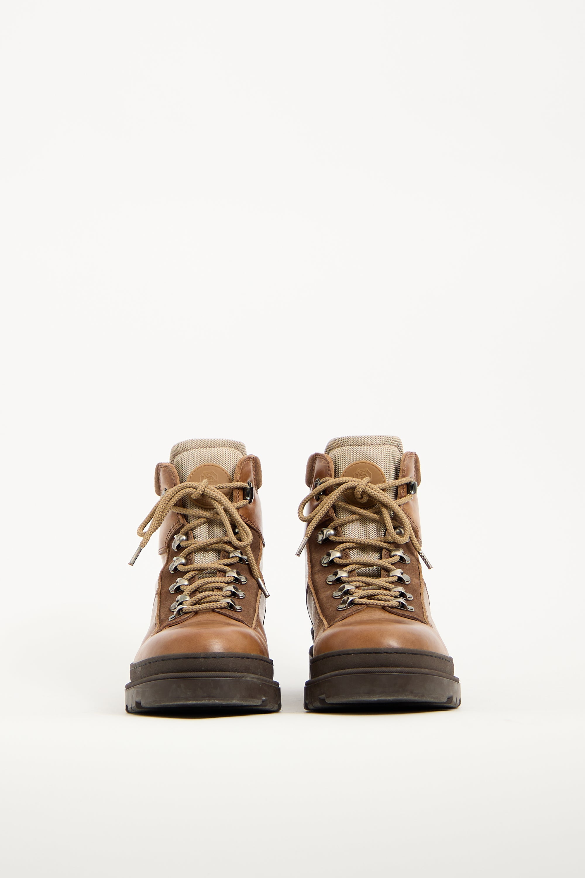 Brunello Cucinelli Brown Leather Hiking Boot