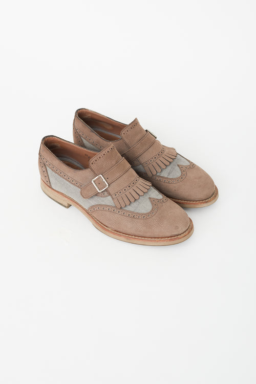 Brunello Cucinelli Grey & Brown Fringe Loafer