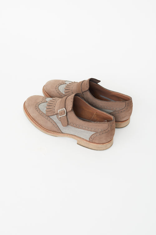Brunello Cucinelli Grey & Brown Fringe Loafer