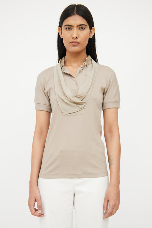 Brunello Cucinelli Beige Layered Monili Polo Top