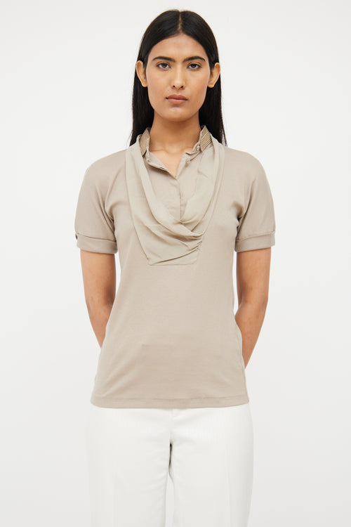 Brunello Cucinelli Beige Layered Monili Polo Top