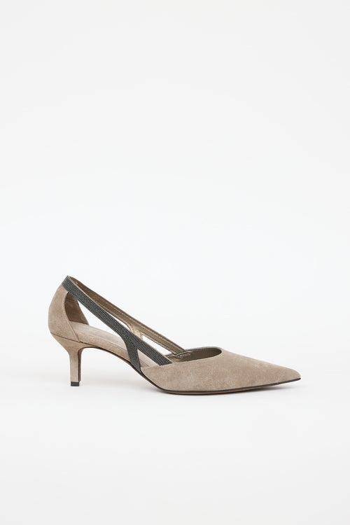 Brunello Cucinelli Suede Monili Pump