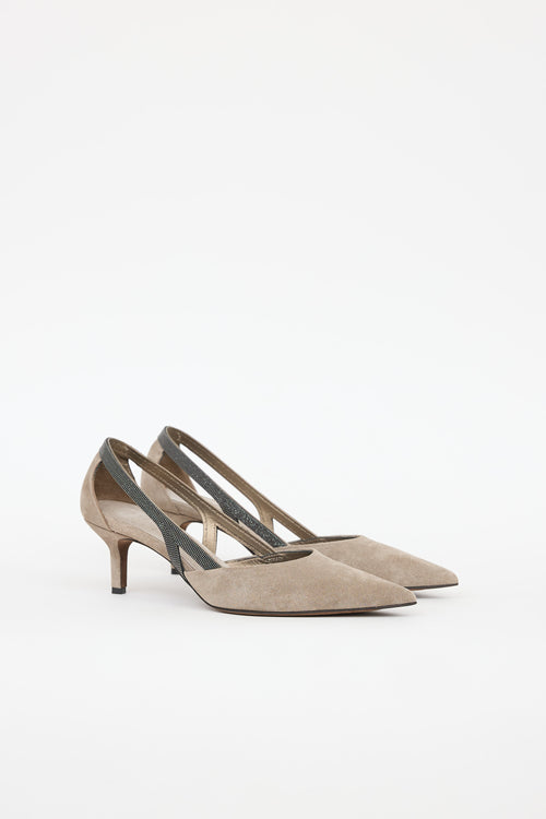 Brunello Cucinelli Suede Monili Pump