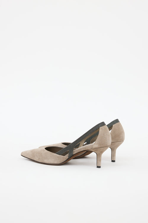 Brunello Cucinelli Suede Monili Pump