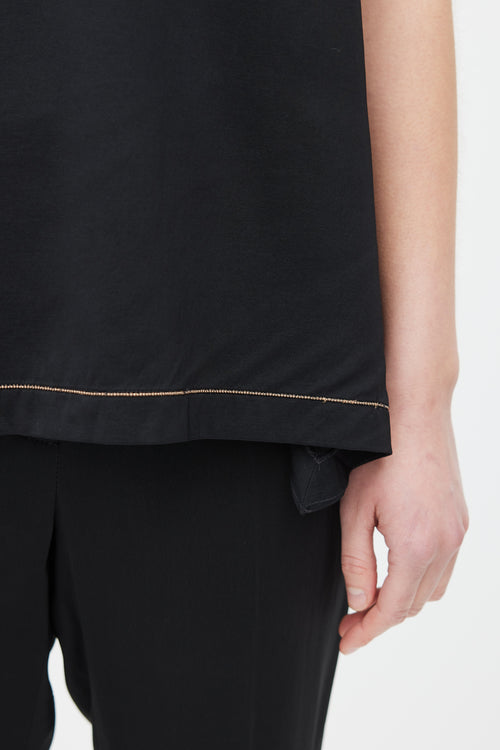 Brunello Cucinelli Black & Gold Silk Monilli Top