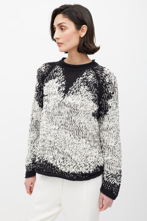 Brunello Cucinelli Black & White Knit Sequin Sweater