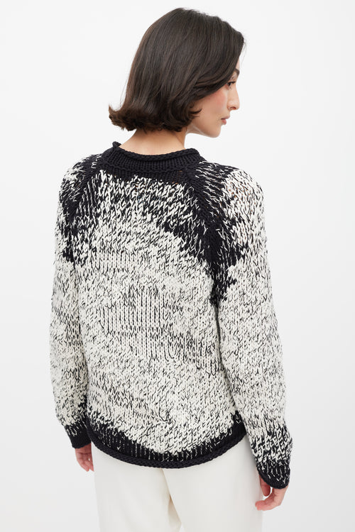Brunello Cucinelli Black & White Knit Sequin Sweater