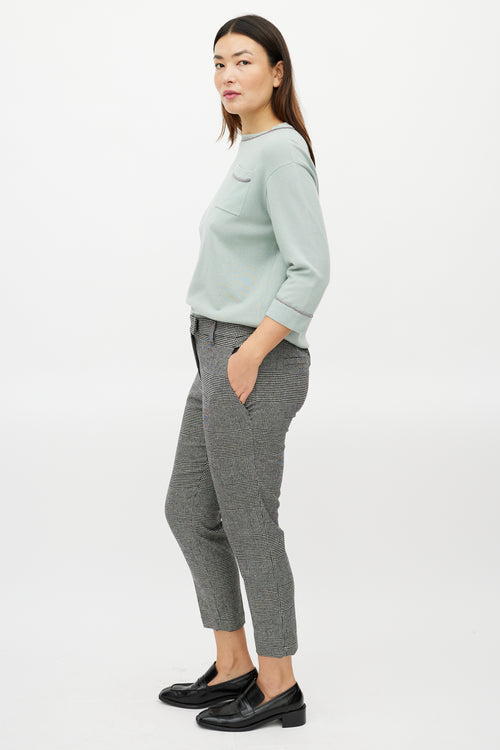 Brunello Cucinelli Black & White Wool Houndstooth Trouser