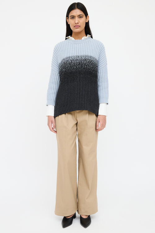 Brunello Cucinelli Blue & Black Cashmere Sweater