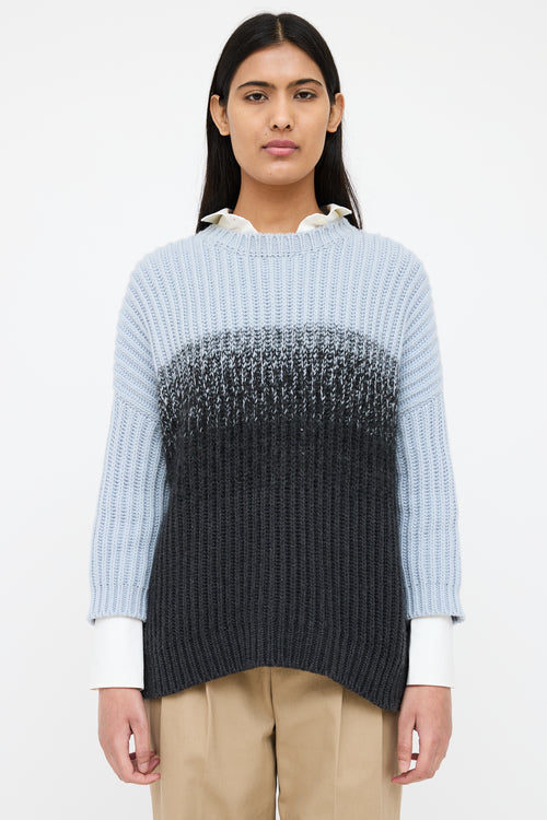 Brunello Cucinelli Blue & Black Cashmere Sweater