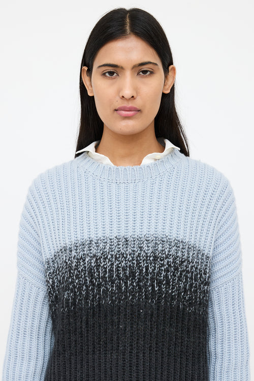 Brunello Cucinelli Blue & Black Cashmere Sweater
