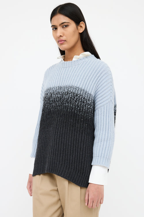 Brunello Cucinelli Blue & Black Cashmere Sweater