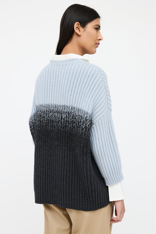 Brunello Cucinelli Blue & Black Cashmere Sweater