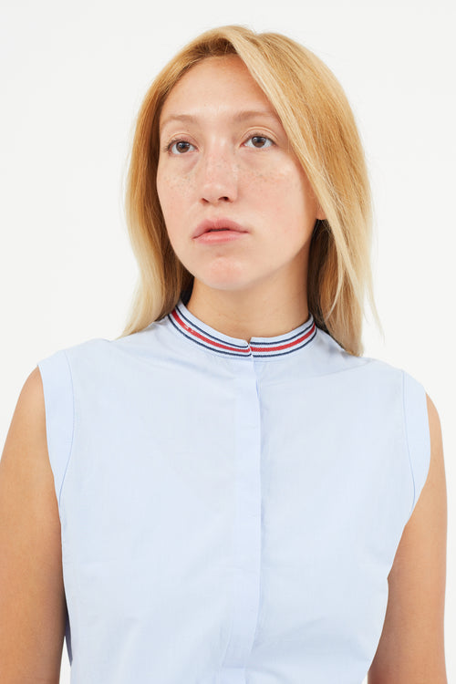 Brunello Cucinelli Blue & Red Tie Beaded Dress