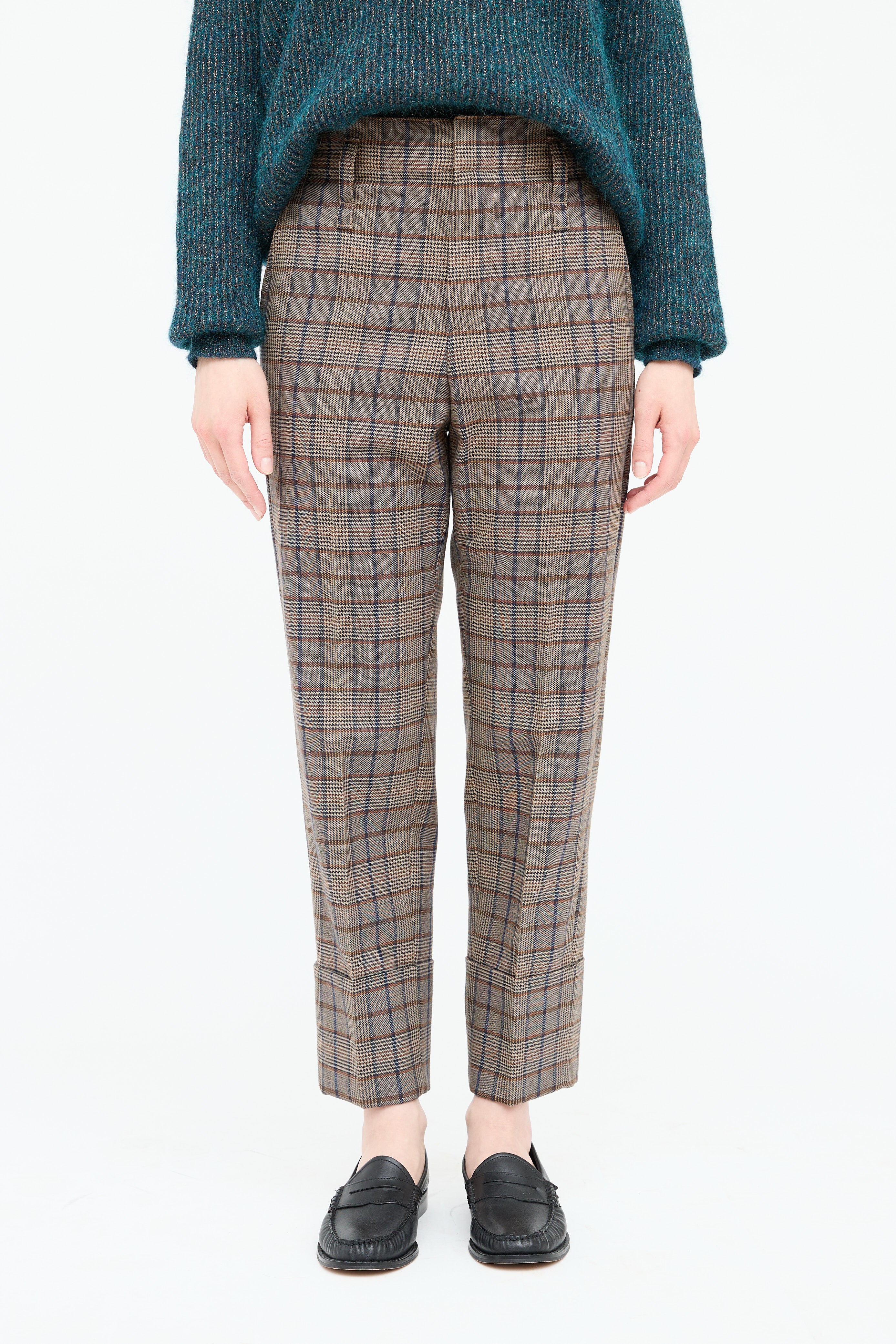 Brunello Cucinelli Plaid Wool Pant