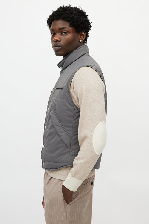 Brunello Cucinelli Brown & Grey Reversible Tweed Vest