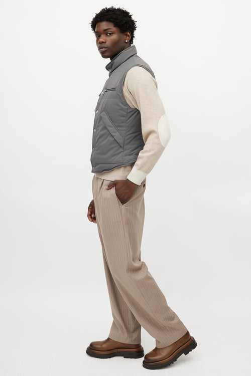 Brunello Cucinelli Brown & Grey Reversible Tweed Vest