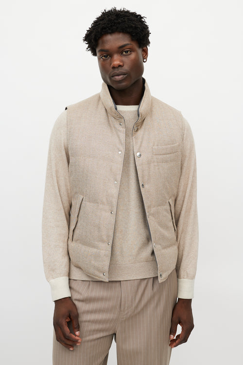 Brunello Cucinelli Brown & Grey Reversible Tweed Vest